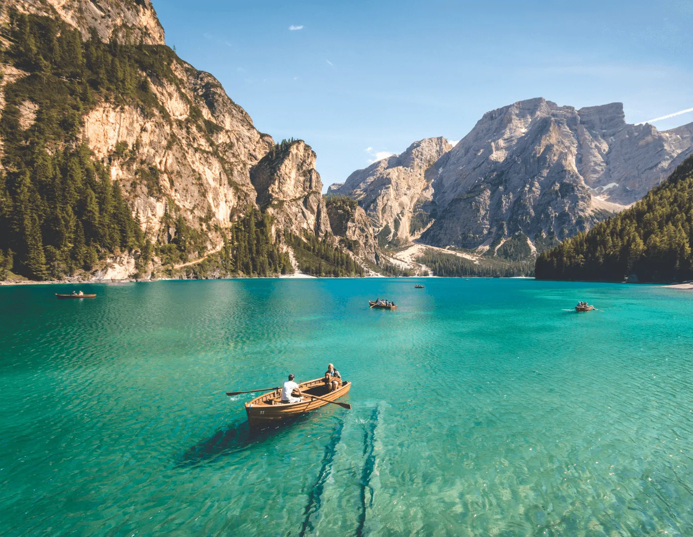 People cayaking on a lake